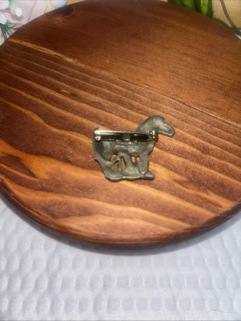 Antique Vtg Metal Goofy Button Zebra Aprx: 7/8